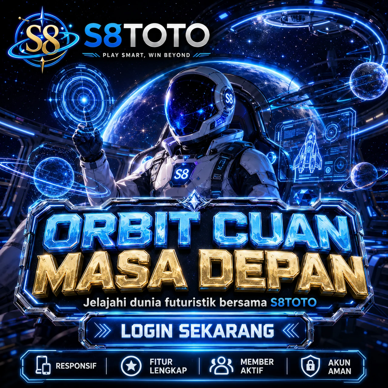 Banner S8TOTO slot gacor hari ini dengan animasi menarik dan tampilan visual modern